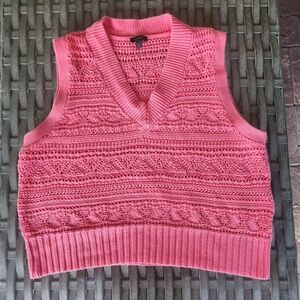 Women's Talbots Pink/Salmon Chunky Knit Sweater Vest V Neck Size Medium Preppy